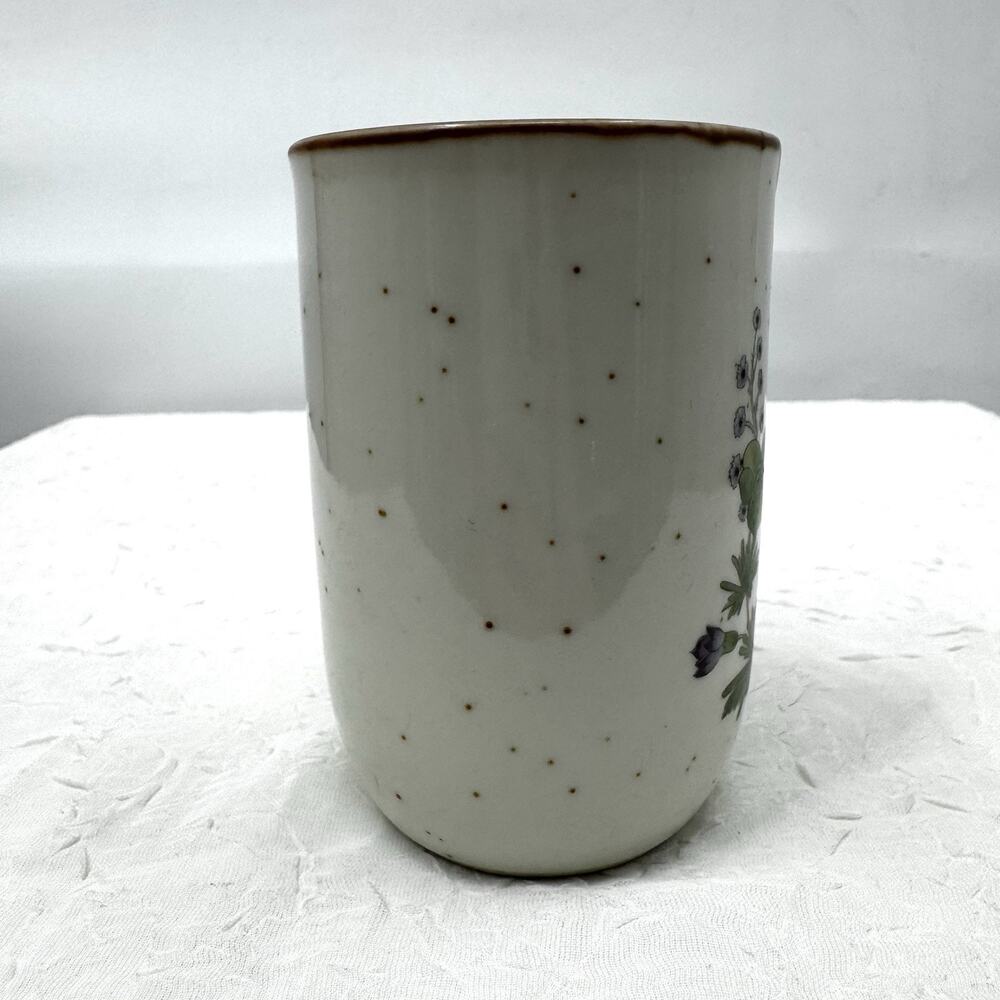 Japan Vintage Speckled Stoneware Purple Floral Coffee Cup Mug - Picture 6 of 7
